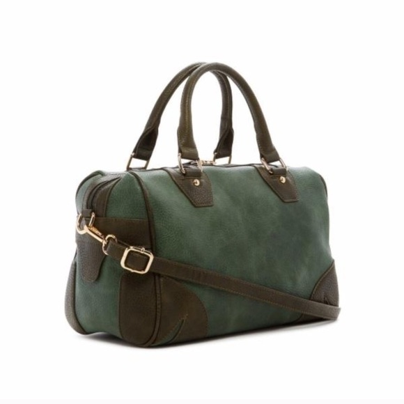 NWT! Olive Pebbled Vegan Leather Satchel/Crossbody - Picture 2 of 8